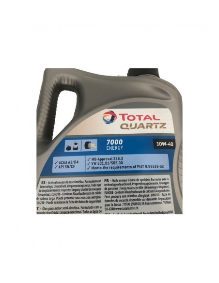 Total Aceite Lubricante de Motor Total Quartz 7000 10W-40 5 Litros :  : Coche y moto